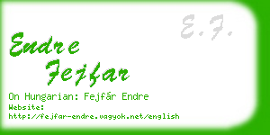 endre fejfar business card